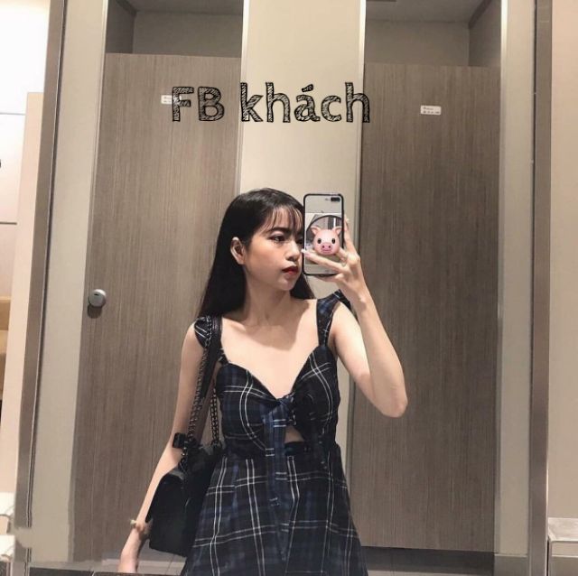 [ ĐẦM XINH ĐỘC LẠ ] KÈM ẢNH TỪ KH - ĐẦM CÁNH TIÊN CARO XANH CHUN NGỰC SIÊU XINH [ LUCIA DRESS ] | BigBuy360 - bigbuy360.vn