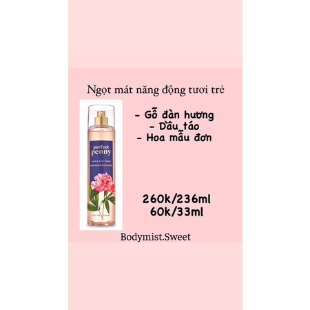 BODYMIST XỊT THƠM TOÀN THÂN PERFECT PEONY 33ml