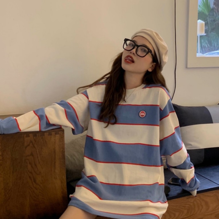 Áo thun sọc tay dài cổ tròn hợp thời trang cho nữ | BigBuy360 - bigbuy360.vn