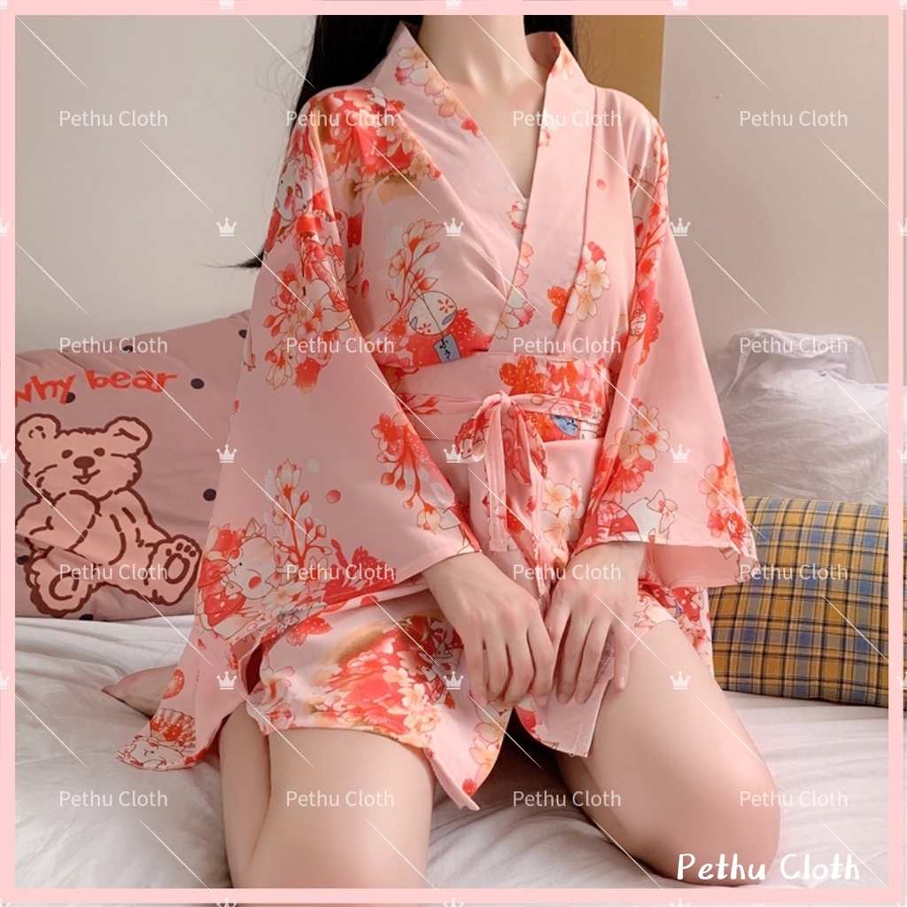 ❤️Hàng sẵn gửi ngay❤️Sexy đồ ngủ❤️Kimono Nhật bản❤️ Cute Choàng ngủ quyến rũ +Quần lót nữ--không Socks--cho 40-70kg--003