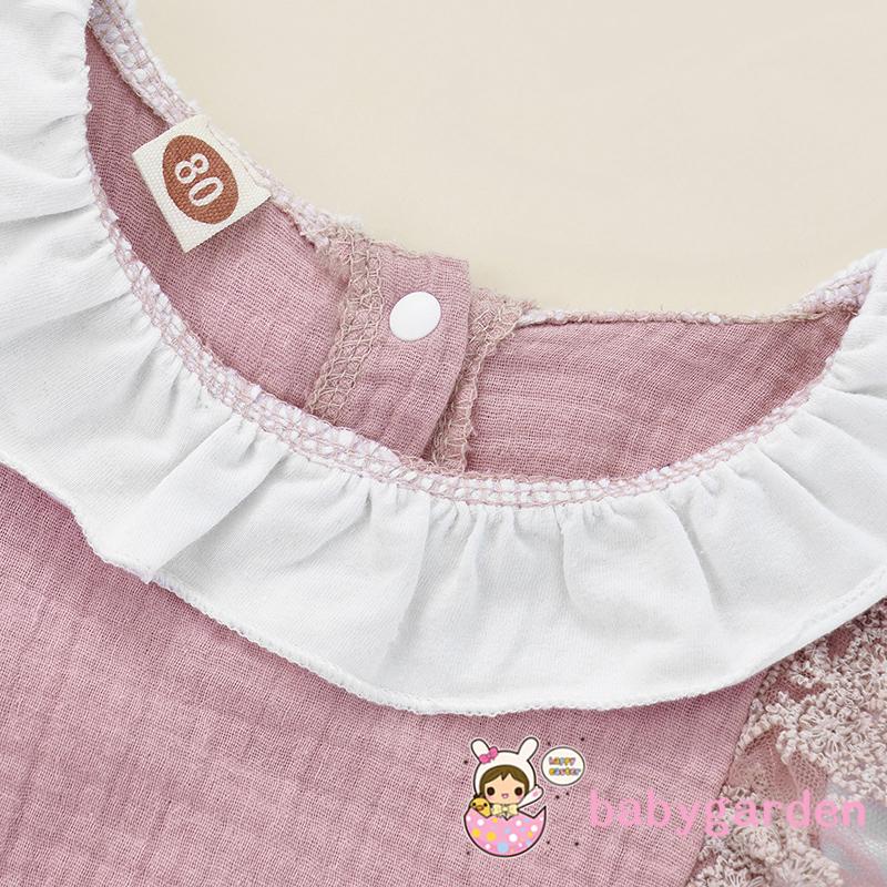 Áo Liền Quần Tay Ngắn Cổ Búp Bê Phối Ren Thời Trang Mùa Hè Cho Bé Gái 0-18 Tháng Tuổi