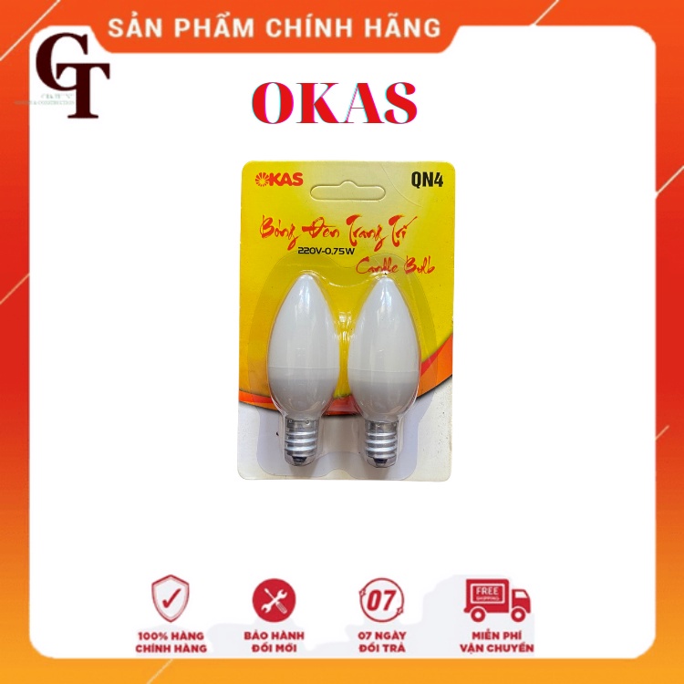 Bộ 2 Bóng Đèn LED Quả Nhót, Đèn Thờ OKAS QN 4 màu