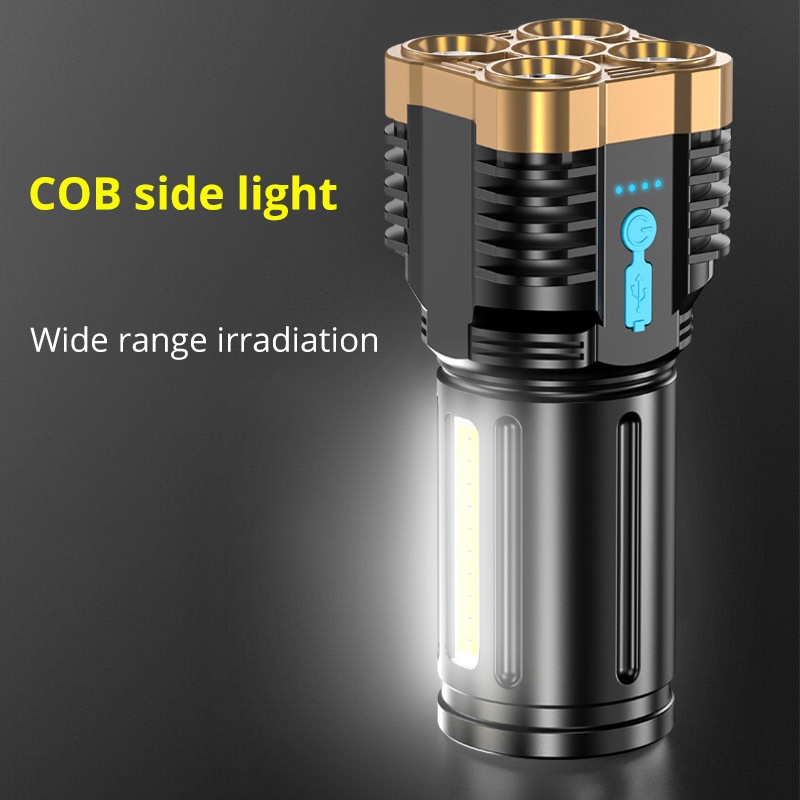 Đèn pin siêu sáng LED cầm tay 5 bóng bin 4 chế độ kiêm đèn để bàn có sạc tiện ích đa năng