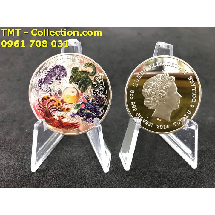 Xu tứ linh phong thuỷ tặng túi gấm, Xỏ lỗ đeo dây, trưng bày trên bàn sách, bàn làm việc -TMT Collection - SP005093