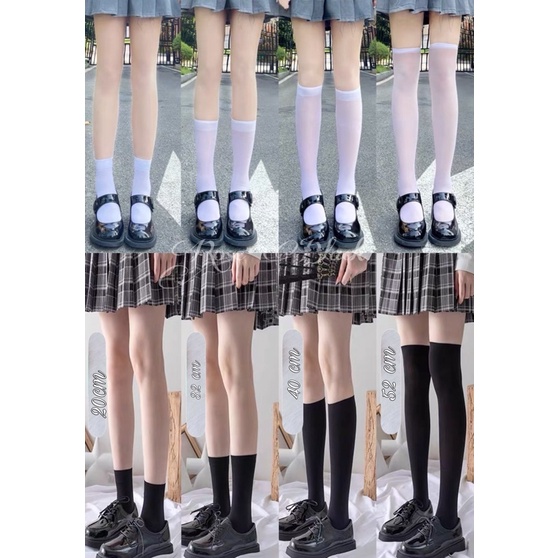 (Mua 6 đôi tặng 1 đôi) Tất cao cổ nữ sinh nhật bản đủ size mã IOP-8, Vớ LoLita