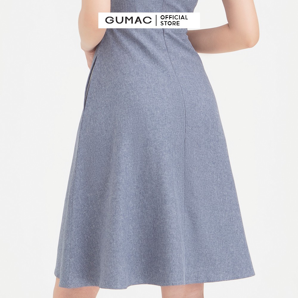 [Mã MABR07062 giảm 8% tối đa 50K đơn từ 249K] Đầm chữ A nữ cổ vuông GUMAC phong cách công sở, thanh lịch màu xanh DB439 | BigBuy360 - bigbuy360.vn