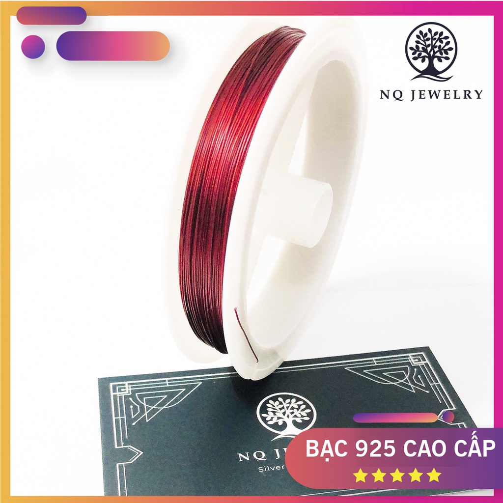 Cuộn 50m dây cước kim loại bọc nhựa 0.4mm xỏ vòng