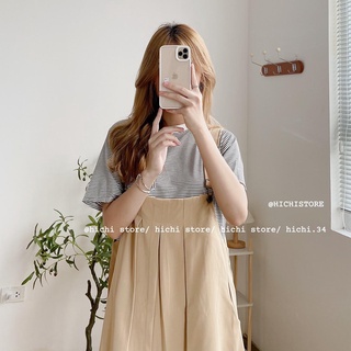 Sét yếm xếp ly + áo kẻ