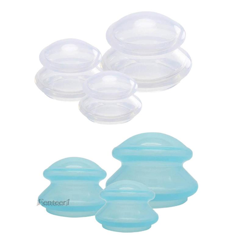 Set 3 Cốc Giác Hơi Silicone Cho Vai Và Cánh Tay / Cơ Thể Fenteer1