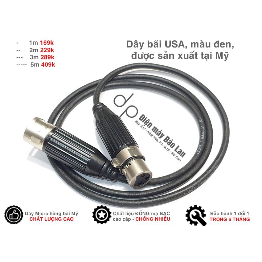 Dây Canon Đực Cái, Hàng Bãi USA, Chống Nhiễu Cao Cấp, Bảo Hành 6 Tháng