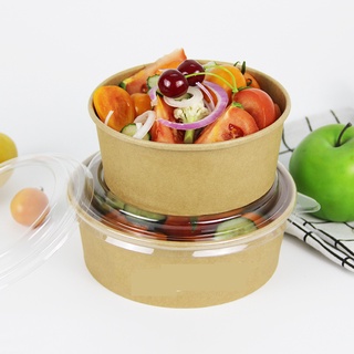 Combo 50 Bát Giấy Kraft 750ml & 1000ml - Bát Giấy Dùng 1 Lần Có Nắp Lavana