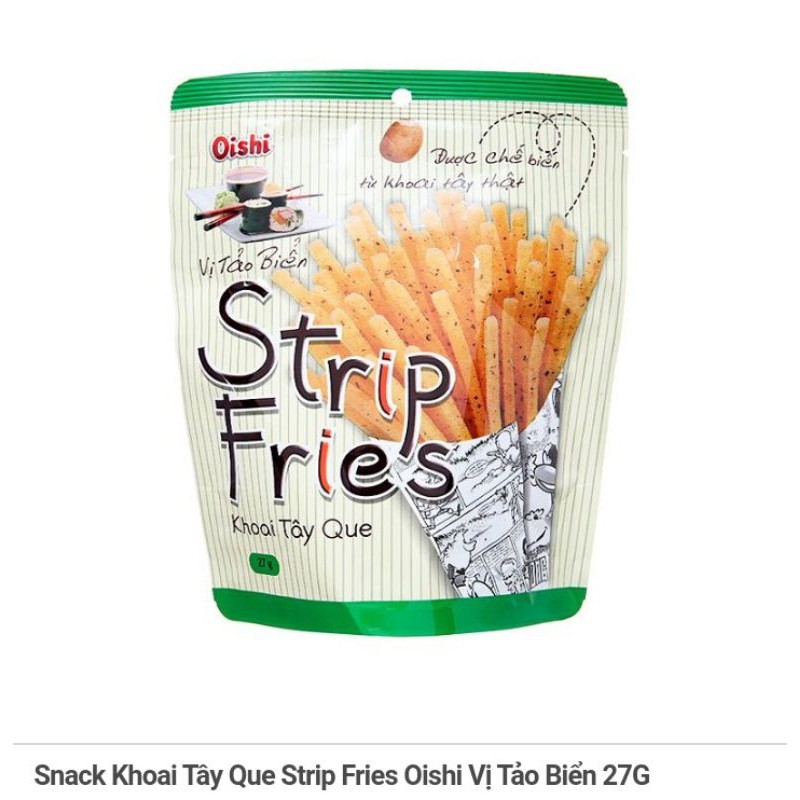 Snack Khoai Tây Que Strip Fries Oishi Vị Muối 27g/ Vị Tảo Biển 27g