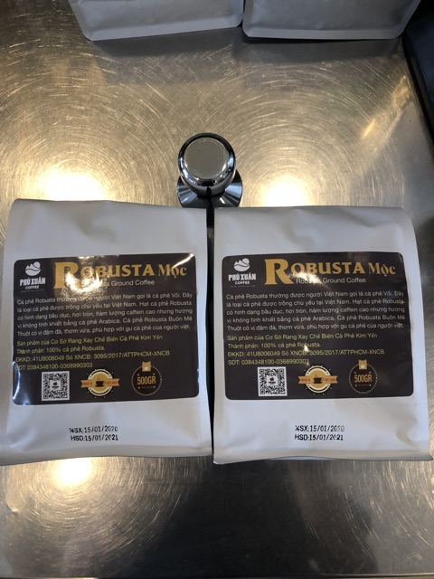 Cà phê Robusta Nguyên Chất Rang Mộc Phú Xuân Coffee hạt bột cafe vị đắng đậm thơm nồng dùng pha phin pha máy 500gr