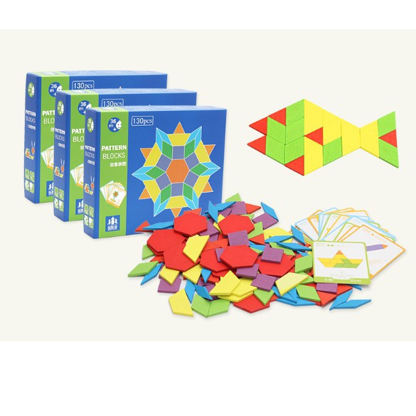 Đồ chơi bộ tranh ghép hình Montessori hình khối 130 chi tiết cho bé phát triển trí tuệ