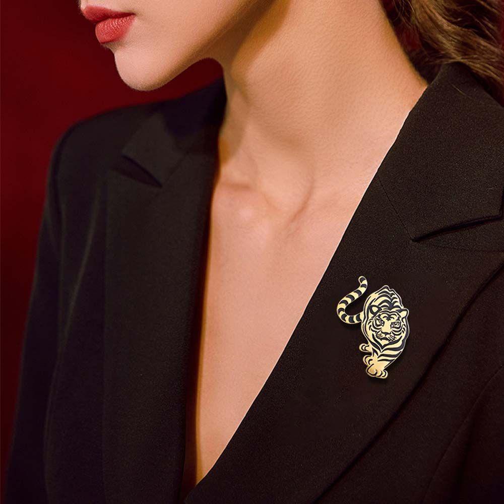 Ghim Cài Áo Hình Con Hổ|Trâm Cài Áo Kim Loại Tráng Men Màu Sắc Đơn Giản Sang Trọng Phong Cách Trung Hoa