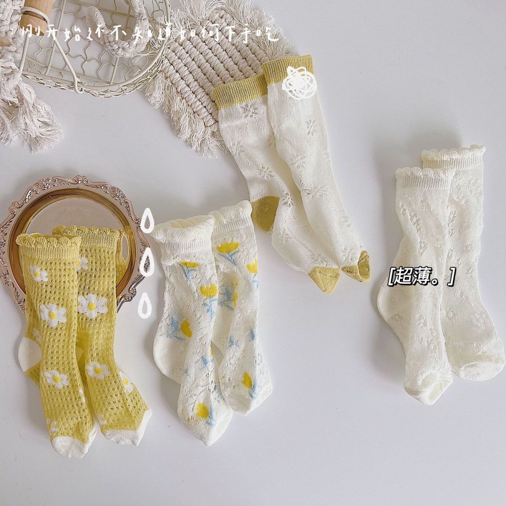 Vớ Lưới Mỏng Thoáng Khí Họa Tiết Hoa Dễ Thương Dành Cho Bé Gái