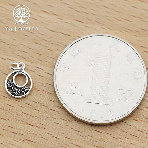 Combo 5 charm bạchình tròn 3 bông hoa treo 7.3*9.8mm - NQ Jewelry