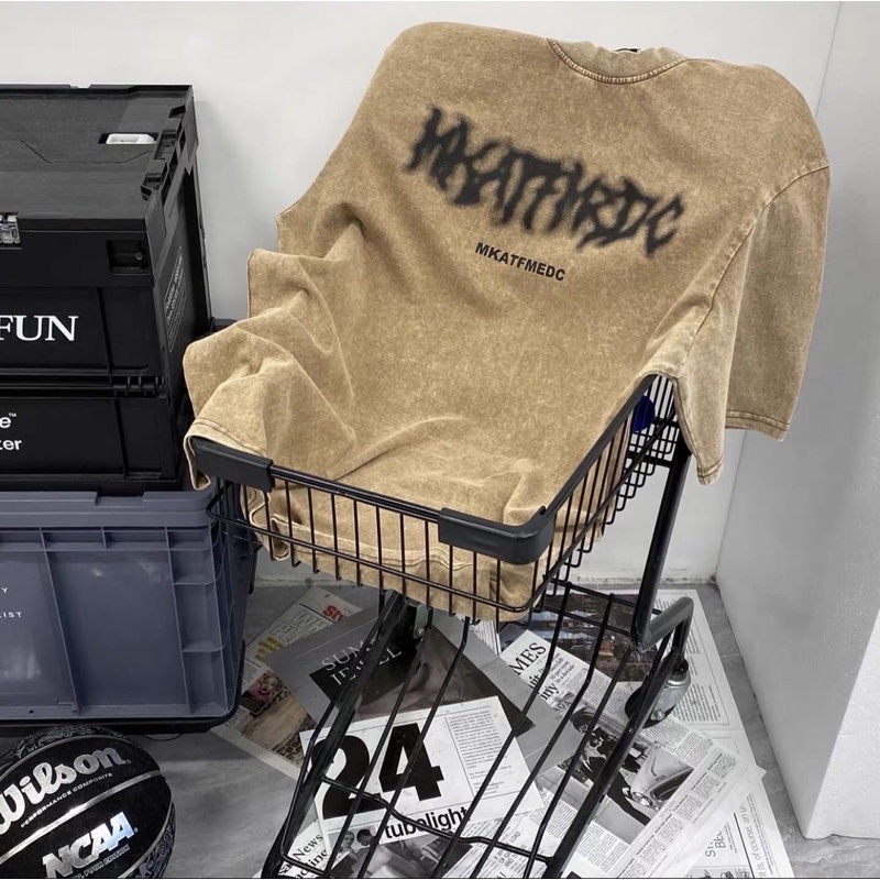 Áo phông denim wash MEDC chính hãng form rộng unisex nam nữ