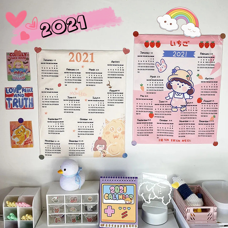 Lịch Treo Tường 2021 Bằng Vải In Hoạt Hình Dễ Thương Trang Trí Không Gian | BigBuy360 - bigbuy360.vn