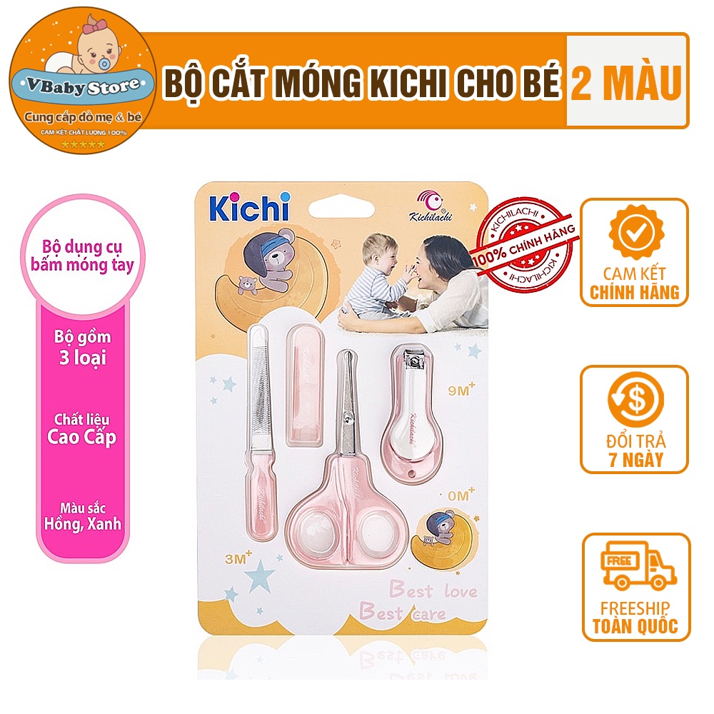 Bộ cắt móng tay cho bé -Bộ bấm móng tay cho bé Kichi 3 món tiện dụng an toàn sử dụng cho trẻ nhỏ