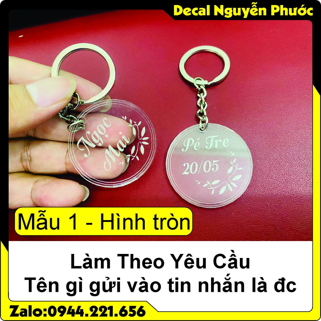 (Theo yêu cầu) Móc khoá khắc tên trong suốt - Gửi tên trong tin nhắn hoặc ghi chú cho shop