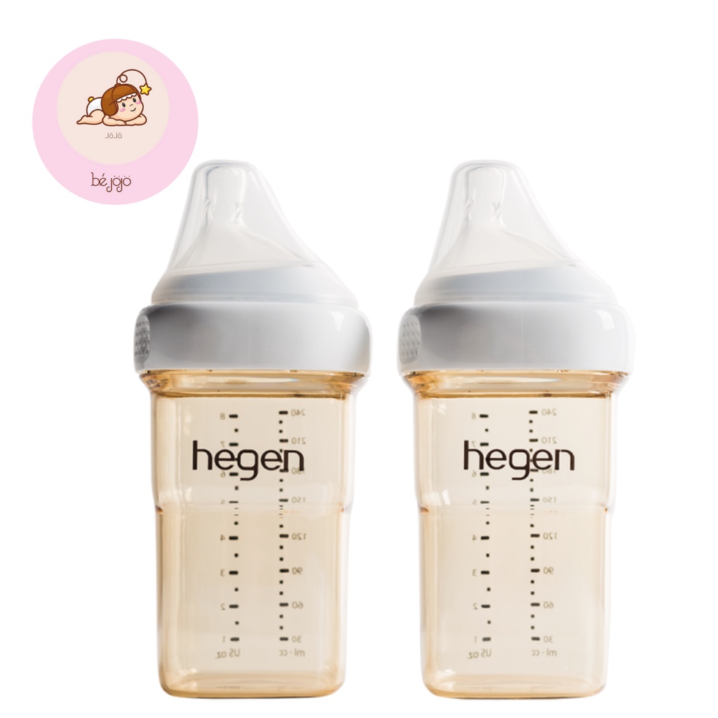 Bộ Bình Sữa Hegen PPSU 240ml Núm Ti Dành Cho Bé 3-6 Tháng Tuổi (Set Gồm 2 Bình Và Hai Núm Ti)