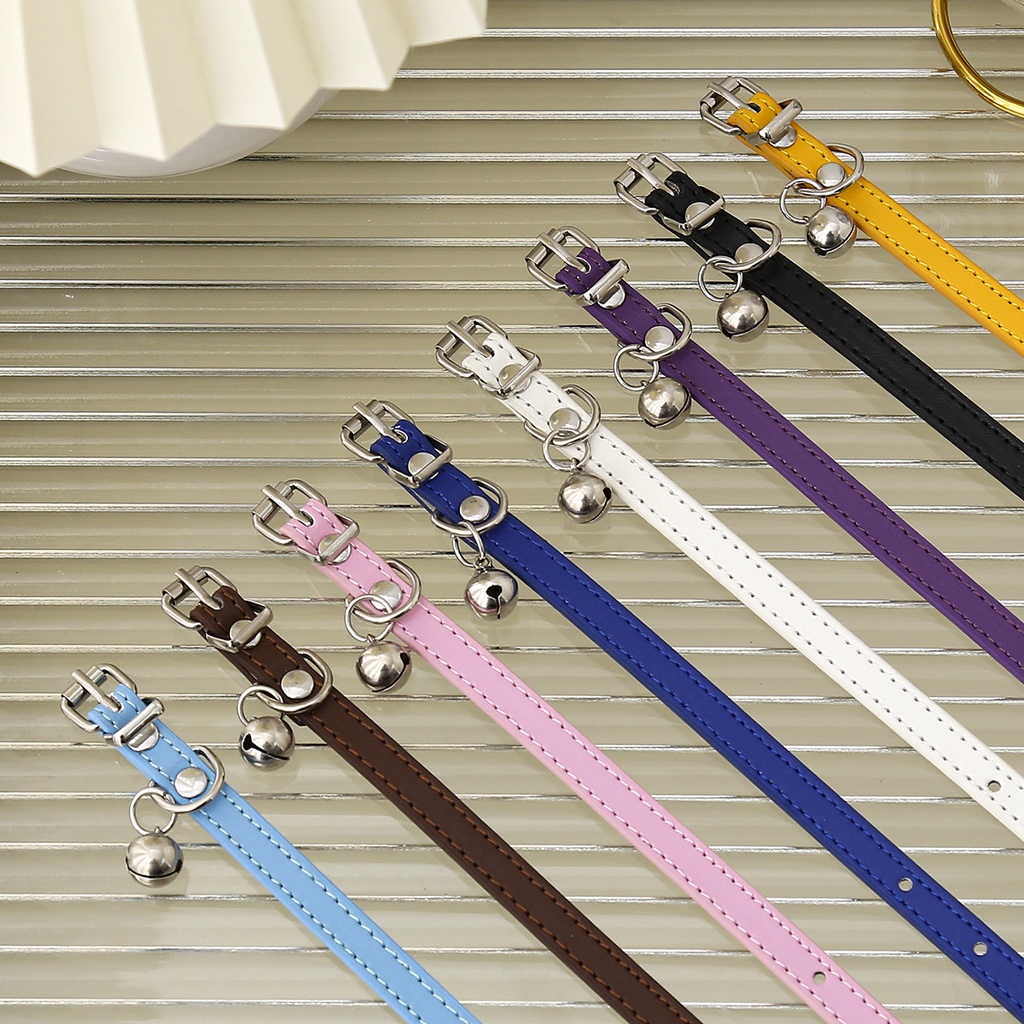 Vòng Cổ Da PU Mềm 16 Màu Có Chuông Dành Cho Thú Cưng