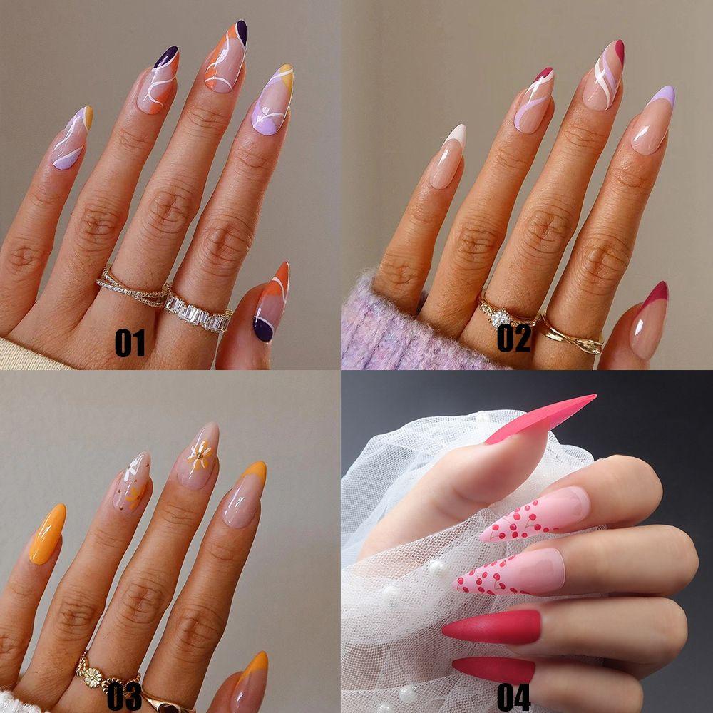 Hộp 24 Móng Tay Giả Che Phủ Toàn Diện Phong Cách Pháp