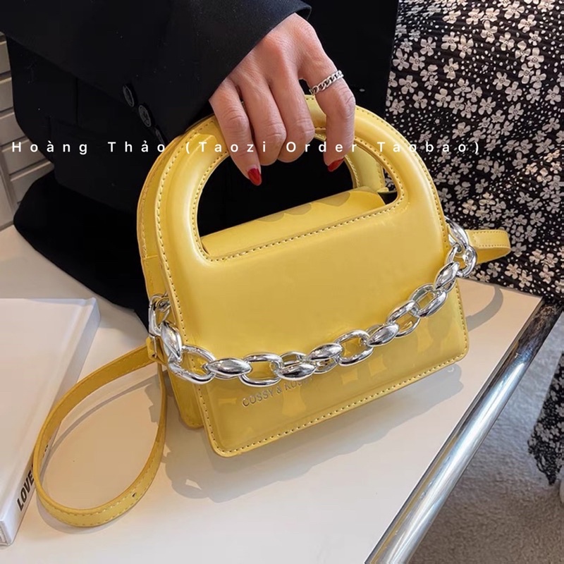 Túi đeo chéo quai xách dáng vuông đứng phối xích màu mới hot 2022