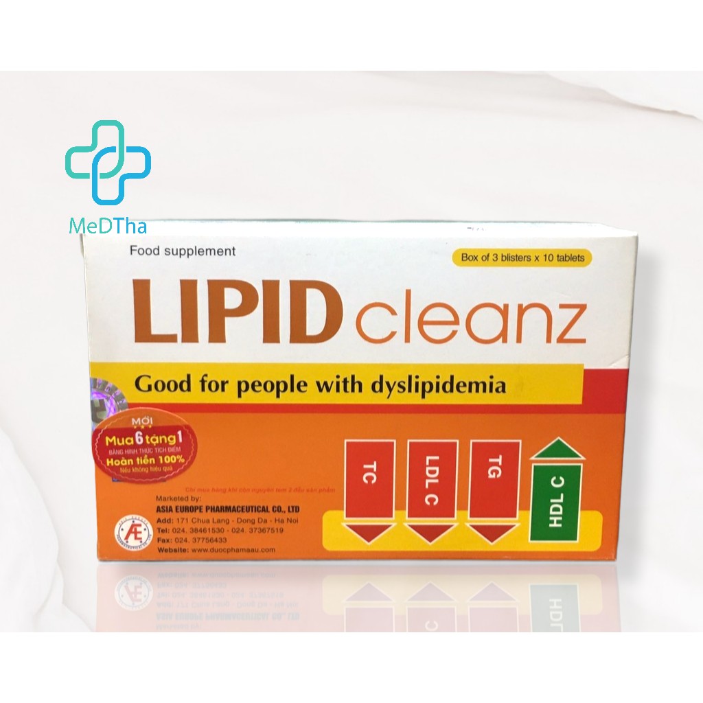 LIPID Cleanz - Hỗ trợ Giảm Mỡ Máu, Giảm Cân, Giảm Cholesterol, Giảm Nguy cơ Xơ Vữa Động Mạch (Hộp 30 viên) [Chính Hãng]