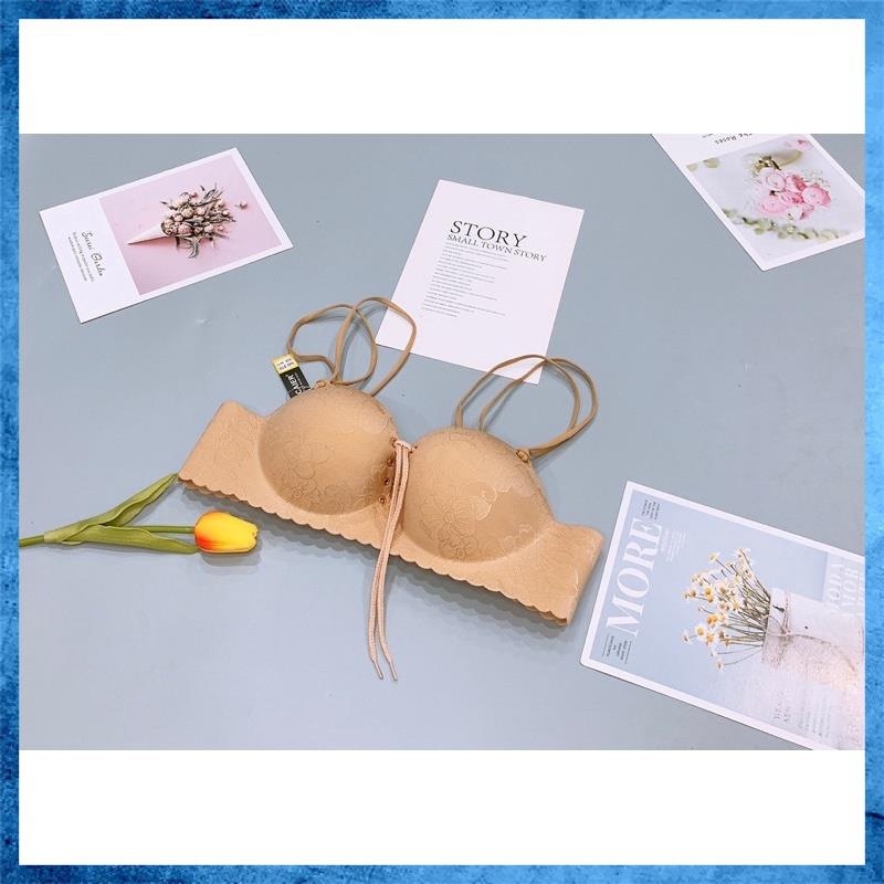 Áo lót nữ su đúc siêu nâng đẩy quả ngang dây rút, nâng ngực, vân hoa A8339