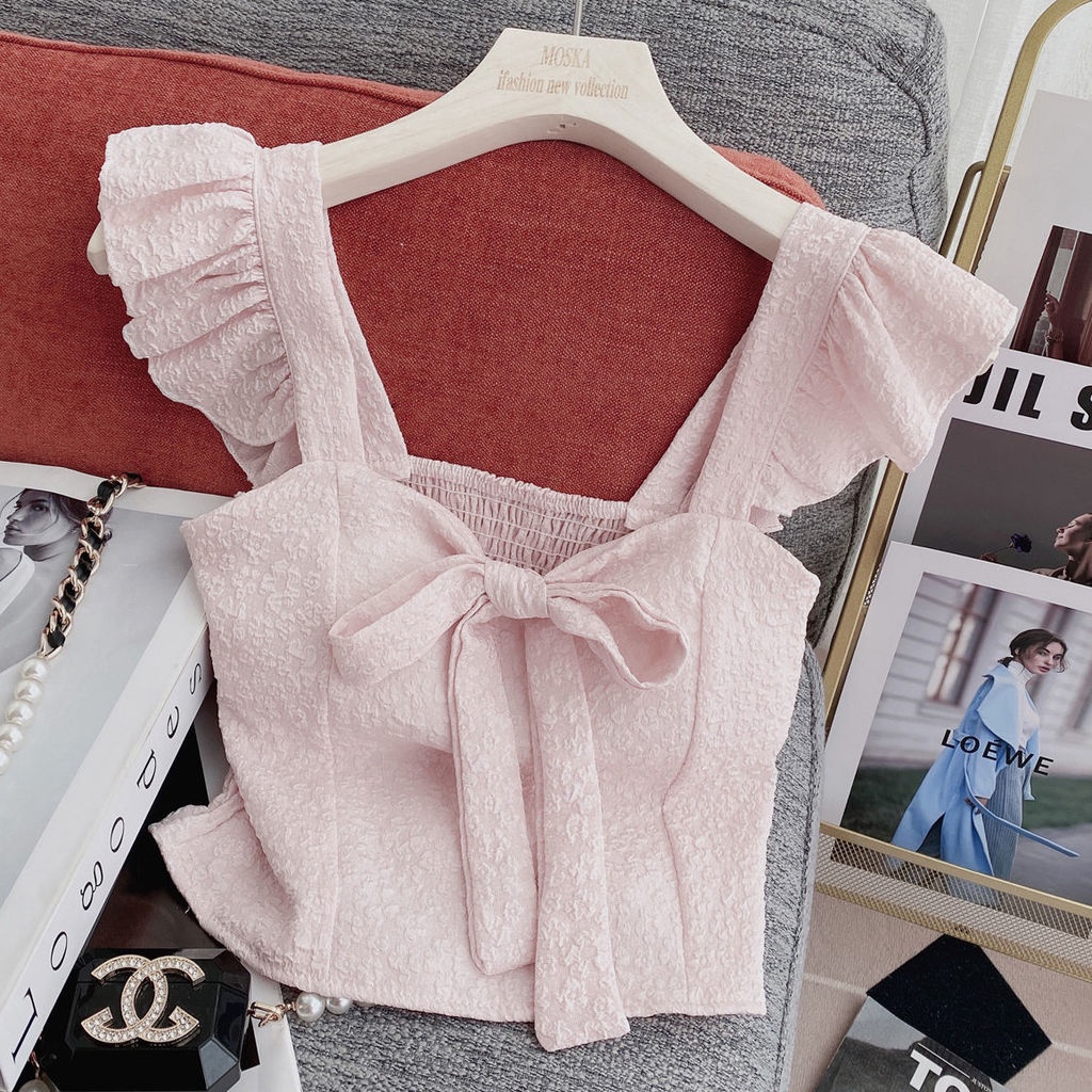 Áo Không Tay Phối Bèo Màu Trơn Thời Trang Mùa Hè Dành Cho Nữ