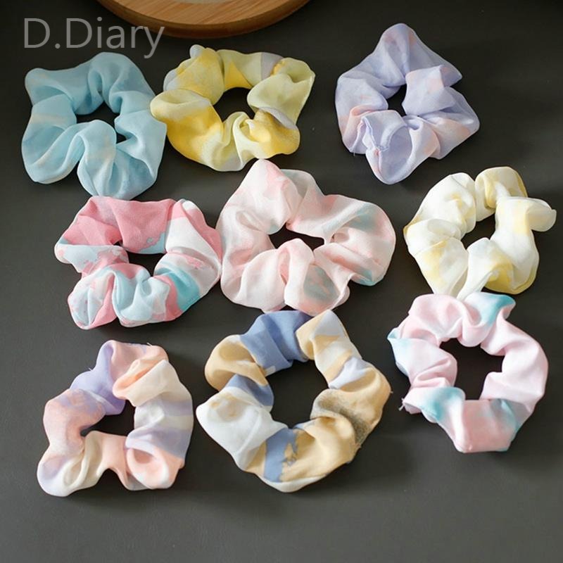 Dây Buộc Tóc Co Giãn Phối Ruy Băng Màu Nhuộm Thời Trang Cho Nữ