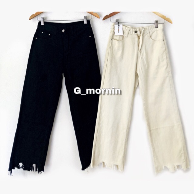 Quần jeans gấu sóng (trắng kem, đen)