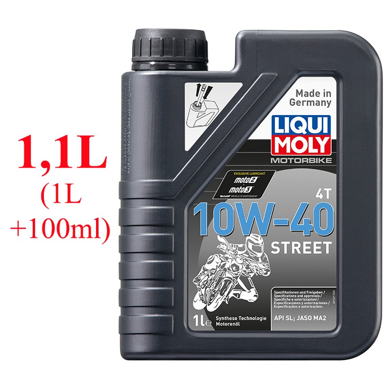 Dầu nhớt tổng hợp xe số và xe tay côn Liqui Moly Street 10W-40 1,1L