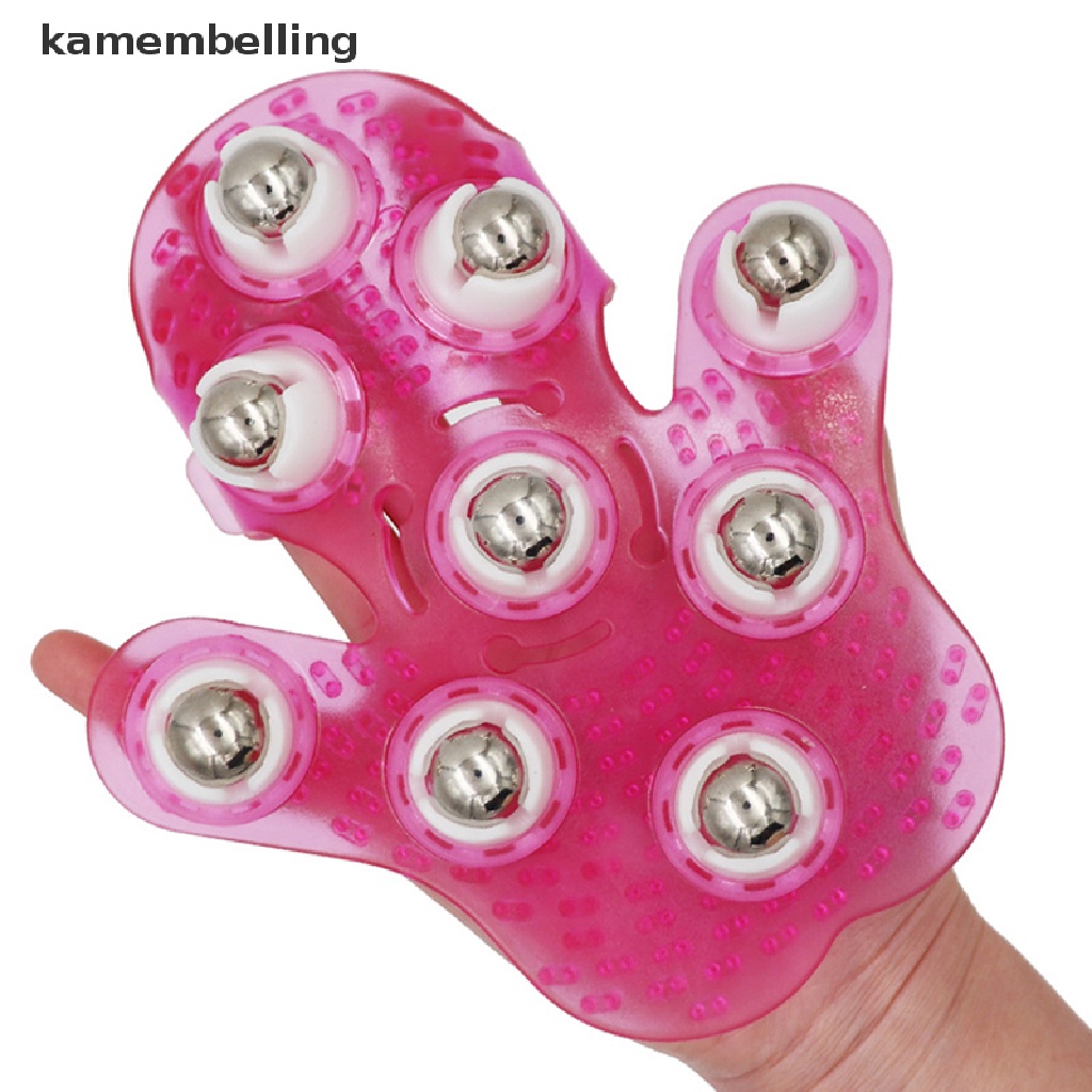 Găng Tay Mát Xa Cơ Thể Bằng Kim Loại 9 Con Lăn Xoay 360 Độ