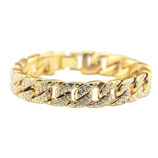 Apparel Accessories Full Diamond Chain Men's Alloy Rhinestone Bracelet