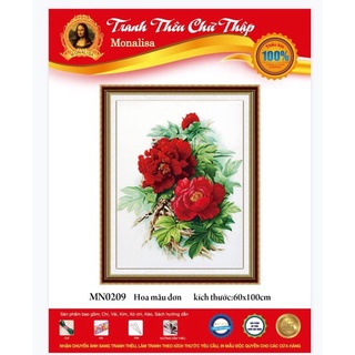 Tranh thêu hoa mẫu đơn mn0209- 60x100cm
