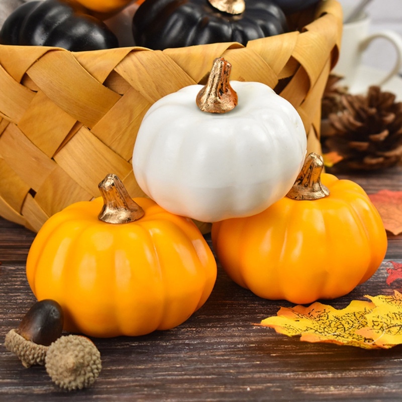 Bộ 12 Quả Bí Ngô Mini Nhân Tạo Dùng Trang Trí Halloween