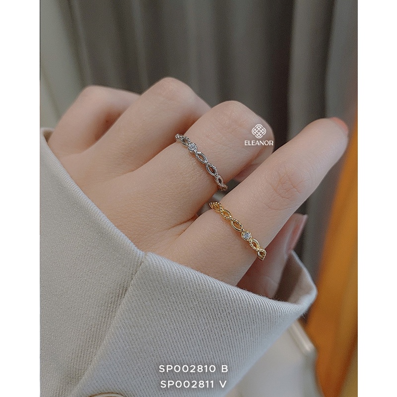 Nhẫn Bạc Nữ Eleanor 2 Màu Phong Cách Vintage Đính Pha Lê Sang Trọng