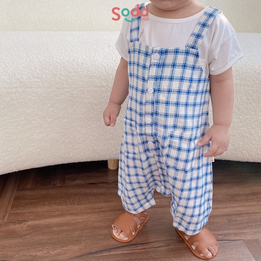Yếm quần cho bé SODA KIDS thiết kế 2 túi, chất liệu linen Hàn mềm, mát