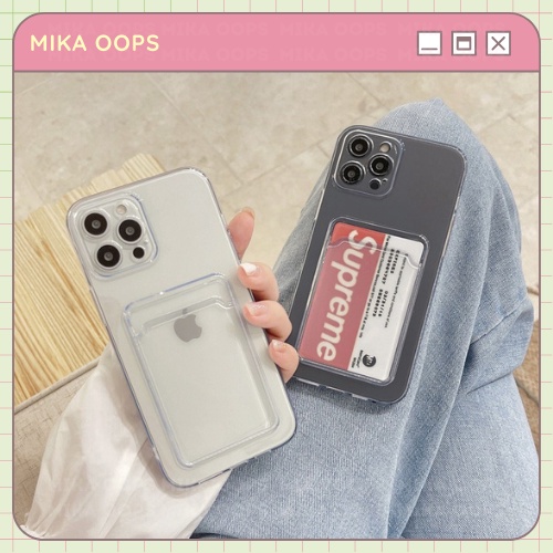 Ốp lưng iPhone Trong Suốt Có Ngăn Đựng Thẻ cho iPhone 13 12 Mini Pro Max 11 Pro Max Xr Xs Max 7 8 Plus – MIKA OOPS