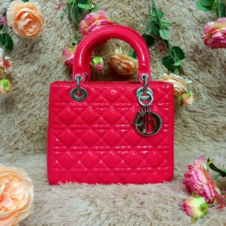 🍓Túi xách Lady 5 ô Pattern phủ bóng màu hồng dâu size 24 trần trám🍓