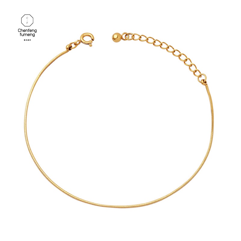 Vòng Tay Xương Rắn Mạ Vàng 18K Phong Cách Tối Giản Kèm Hộp Đựng Trang Sức BXG41713