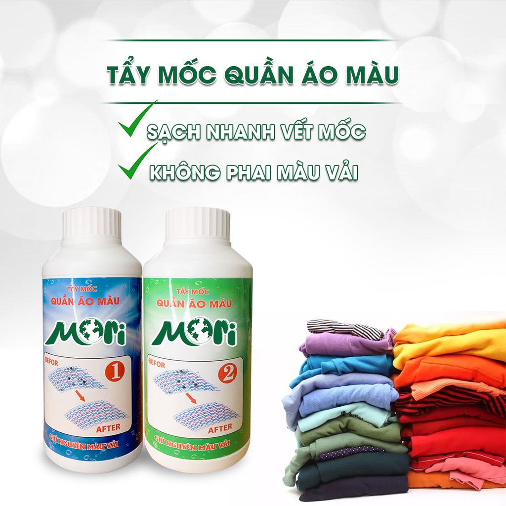 Tẩy mốc quần áo màu Mori, Thuốc tẩy quần áo - Sạch bay vết mốc, giữ nguyên màu vải