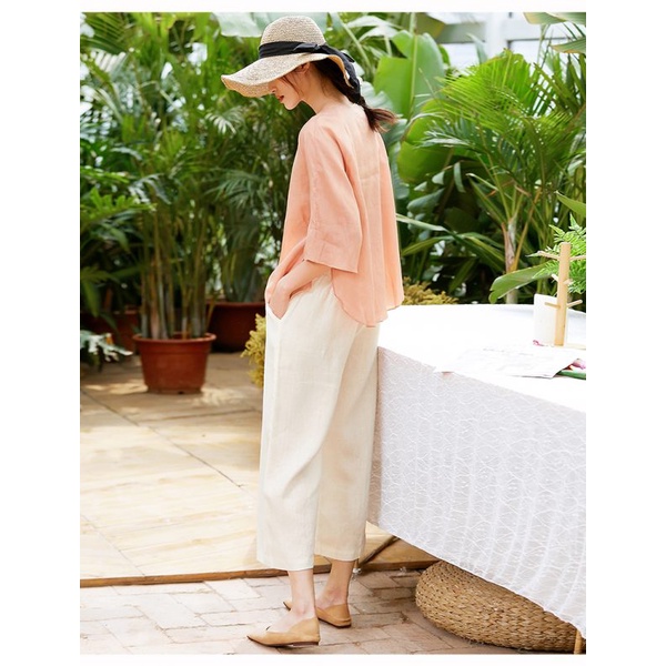 Quần nữ thiết kế ống rộng linen cao cấp Gemmi fashion, QS114