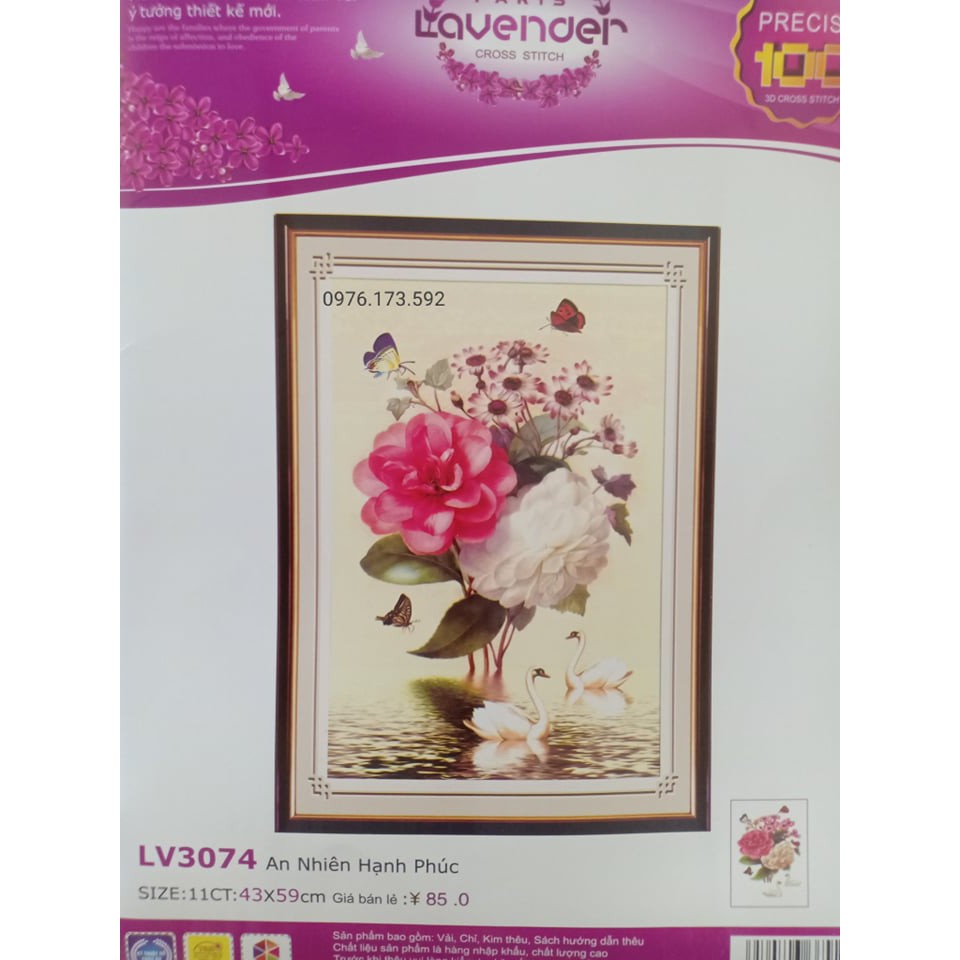 Tranh thêu chữ thập An Nhiên Hạnh Phúc I 43x59cm I LV3074