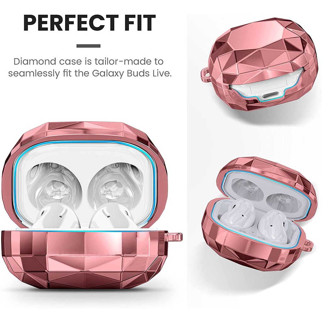 Ôp Điện Thoại Cứng Trong Suốt Đính Kim Cương Kèm Móc Khóa Cho samsung galaxy buds2 pro buds fe Ốp
