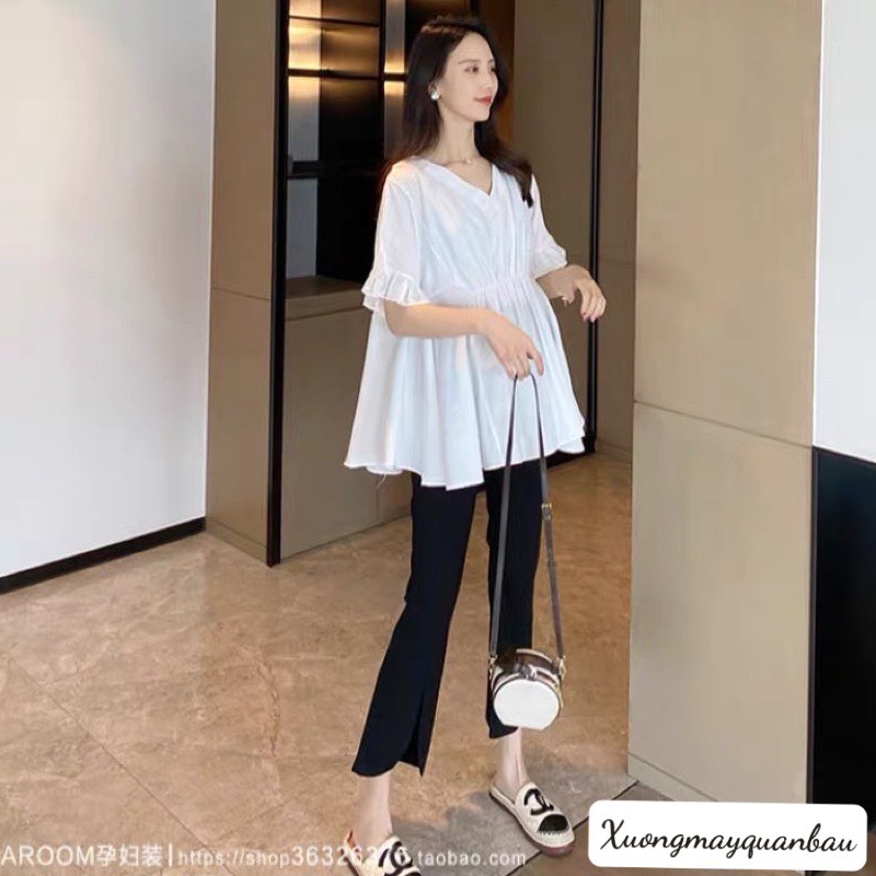Quần bầu  Dài Ống Loe chất umi xẻ gấu trước siêu xinh siêu tôn dáng QB5566