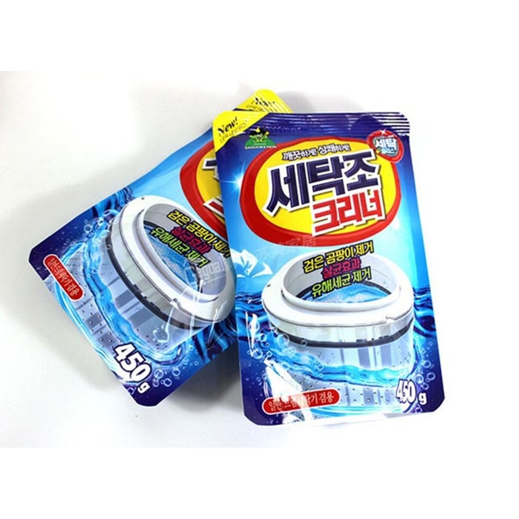 (𝗚𝗶𝗮́ 𝗦𝗶̉) Gói bột tẩy vệ sinh lồng máy giặt Hàn quốc siêu sạch 450G